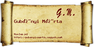 Gubányi Márta névjegykártya