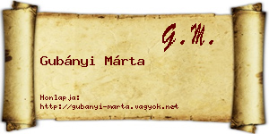 Gubányi Márta névjegykártya